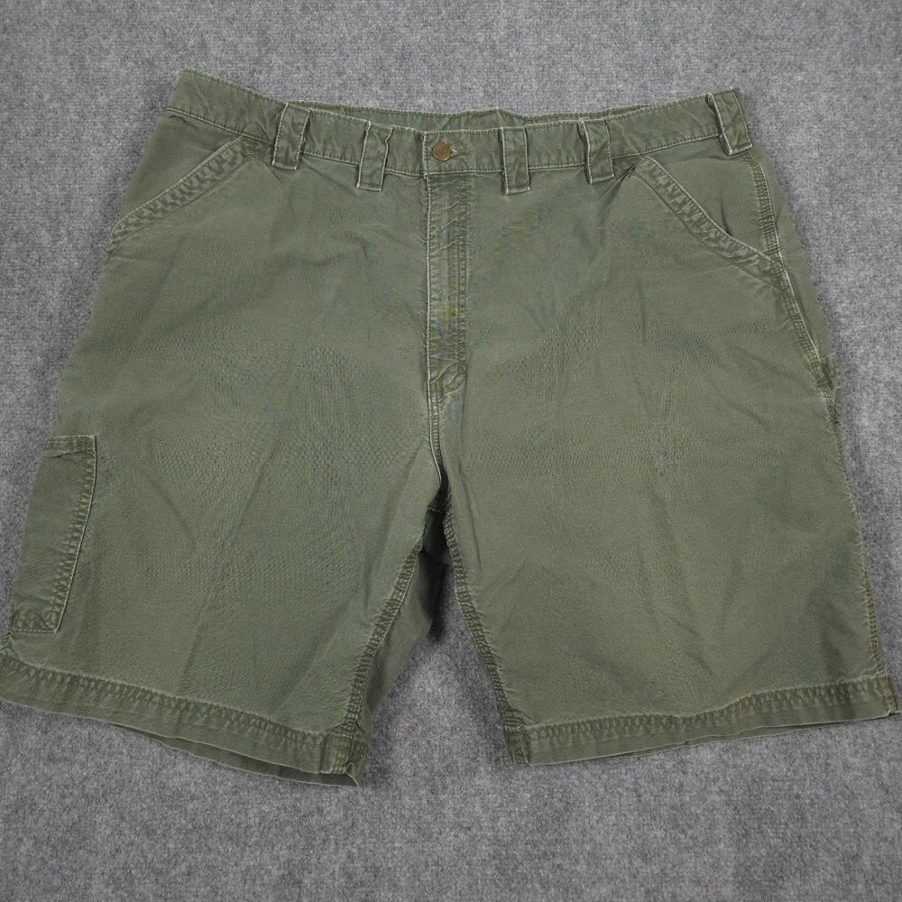 Carhartt Mens Cargo Shorts Size 44 Olive Green 100% Cotton Relaxed Fit Work